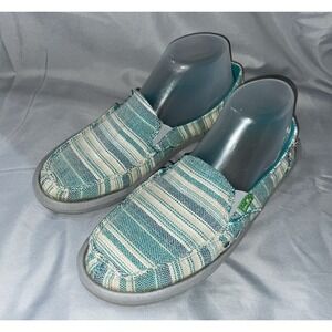 Sanuk Green Striped Slip On Shoes Casual Loafers Size‎ 9 EU 40